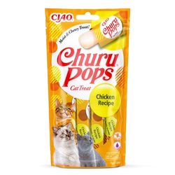 Ciao Churu Pops by INABA Cat Treat - Chicken Flavour (4 x 15g) / Moist & Chewy Cat Treat, Delicious & Healthy Snack for Cats, Hand Feeding, Natural, Grain Free, High Moisture