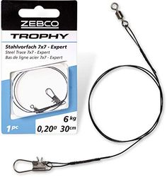 Zebco Trophy Steel Leader 7x7 Expert Accesorios Material líder Seguro con anzuelos Pesca de Lucio, Calidad, Variante, 6 kg