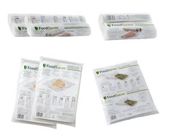FoodSaver Mega Kit 4 Rotoli 28 x 550 cm (2 x 2) + 96 Sacchetti 20.3 x 29.2 cm (2x48) + 2 Rotoli 20 x 670 cm + 32 Sacchetti XL 28.4 x 36 cm, Termosigillabili, Senza BPA, Compatibili Macchine Sottovuoto