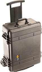 PELI 1560M Watertight Mobility Case with Wheels and Telescopic Handle, IP57 Water and Dust Protected, 96L Capacity, Made in US, No Foam, Black