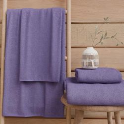 PETTI Artigiani Italiani - 100% Cotton Terry Bath Towels, 3+3 Towel Set, 6 Pieces 3 Face Towels and 3 Hand Towels, Purple Towels