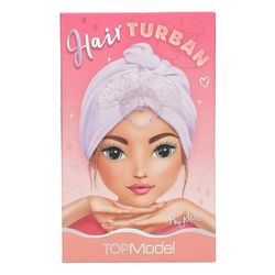 Depesche 13549 TOPModel-Turban pour cheveux Beauty and Me, en violet, avec un bouton en forme de cœur pour fixer le foulard sans le faire glisser, Multicolor