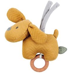 Nattou Mini Peluche musical, el perro Charlie, Con caja de música integrada, 17 cm, Vegano, Jacquard, algodón/poliéster, Caramelo