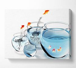 Fishes And Aquariums Canvas Print Wall Art - Small 14 x 20 Inches
