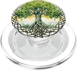 Símbolo celta del árbol de la vida con diseño de nudos verdes PopSockets PopGrip para MagSafe