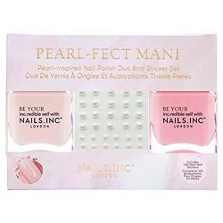 Nails Inc Pearl-Fect Mani Duo & Stickers, Long Lasting, Glossy Nail Colour, High Shine, Airy Dry, Full Coverage, Chip Resistant, Salon Quality Manicure, Nail Kit, Cruelty Free, Vegan, 2 Piece Set