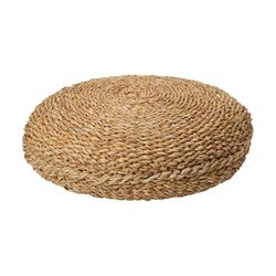 Well Home Pouf rond en algue et coton de design naturel Ø40x15cm