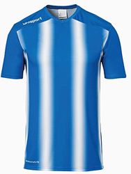 uhlsport Stripe 2.0 Kurzarm Maillot Homme, Bleu Azur/Blanc, XL