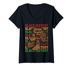 Donna Black History Juneteenth Orgoglioso Black African Men Fathers Day Maglietta con Collo a V