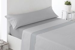Miracle Home. Beddengoedset, 3-delig, hoeslaken, dekbedovertrek en kussensloop, anti-pilling, 50% katoen - 50% geborstelde microvezel, grijs, 90 x 200 cm, bed 90 cm
