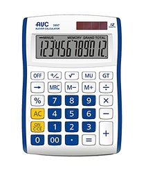 AVC Calcolatrice da Tavolo 12 Cifre, Formato 88x128x29 mm, Big Digit, Doppia Alimentazione, Colore Blu