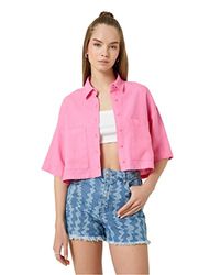 Koton Dames Linnen Viskon Mix Pocket Detail Crop Shirt, roze (277), 34