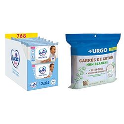 Lotus Baby Peau Nette Lingettes Bébé - 768 lingettes - Hypoallergéniques et Testées Dermatologiquement & Urgo - Carrés de coton -Coton de qualité certifiée OEKO-TEX® - 180 unités