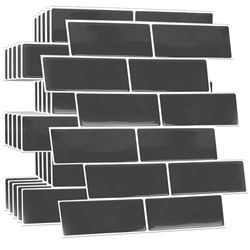 WALPLUS 36 vellen Elegante Donkergrijs Glanzende 3D Tegel Stickers 30x15cm Muur Splashbacks Vinyl Stick op Tegels Backsplash Peel en Stok Badkamer Keuken Decor Tegel Verf Lente Pasen Decoratie
