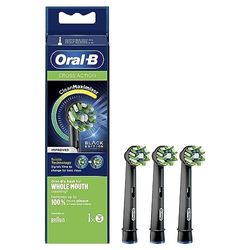 Oral-B CrossAction - Cabezales de repuesto para cepillo de dientes eléctrico, edición negra, con tecnología CleanMaximiser, paquete de 3 unidades