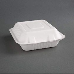 Fiesta Green Composteerbare Bagasse scharnierende voedselcontainers 204mm (Pack van 200)
