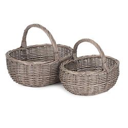 Red Hamper Wicker Shopping Basket, Brown, Set of 2