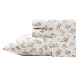 Laura Ashley Home Collection premium ultramjukt mysigt lätt bomullsflanell sängklädesset, rynkigt, anti-blekning, fläckbeständigt och allergivänligt, kung, Audrey rosa (201593)