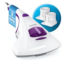 CLEANmaxx Aspirador antiácaros Incl. 2 filtros EPA | Esterilizado con luz UV-C | Aspirador Manual de colchones, Limpiador de colchones antiácaros destruye el 99,9% de Todos los ácaros
