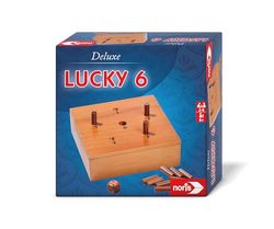 Noris 606102046 Deluxe Lucky 6 (Juego de Dados a Partir de 6 años) – Juegos clásicos Super Six en Madera Adultos y niños, 2-6 Jugadores, Aprox. 20 Minutos de duración del Juego