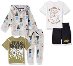 Amazon Essentials Disney | Marvel | Star Wars Conjuntos (Previamente Spotted Zebra) Niño, Pack de 5, Star Wars Wookiee, 10 años