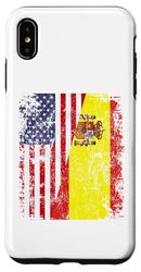 Carcasa para iPhone XS Max Medio banderas españolas americanas | España USA envejecido vintage