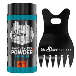 The Shave factory Hair Styling Powder - Mattifying and Volumizing Powder, with comb types suitable for all areas of use, hair comb and powder wax (Comb 042 & Sapphire Styling Powder 20gr)