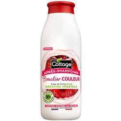 COTTAGE - Après-shampoing Bouclier Couleur à la Kératine végétale et Pulpe de Cerise BIO - 98% d'ingrédients d'origine naturelle - Cheveux colorés et méchés - Flacon 100% recyclé - 250ml