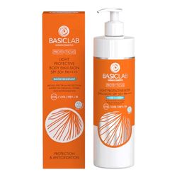 BasicLab SPF50+ Loción de protección solar resistente al agua, alta protección solar, 300 ml, para niños y adultos, para mujeres y hombres, ligera y fácil de aplicar