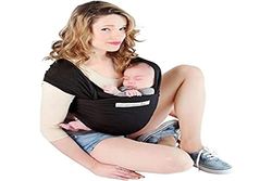 Love Radius BASIC Coton BIO - Naissance à 9 kg - Echarpe de portage extensible - Réglage facile 1 noeud préalable pour mettre et sortir bébé - Portage ventral - Porte bébé mains libres - Presque Noir