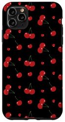 Simpatico motivo ciliegia rossa su nero retrò estetico Custodia per iPhone 11 Pro Max