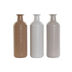 Vaso della marca DKD Home Decor Beige Terracotta Bianco Dolomite (3 Pezzi) (13 x 13 x 41 cm) (Riferimento: S3020364)