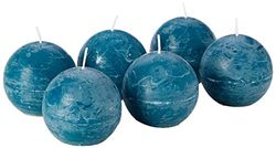 Spaas 6 Rustic Unscented Ball Candles 80 mm, ± 24 Hours, Turquoise