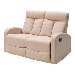 SHIITO - Sofa met 2-zits, relaxfunctie, 128 x 100 x 95 cm, Siberische model, 2-zits, rugleuning en voetensteun, kantelbaar, handmatige opening, beige