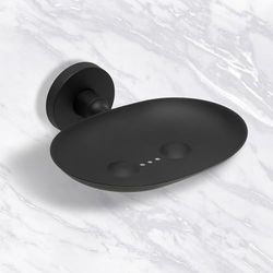 IPEA Porte-Savon Mural en métal Noir - Pas Besoin de perçage - Design Moderne - Porte Savon Mural à Coller dans la Salle de Bain, Douche, Cuisine, Maison - Porte-Savon ou éponge - Rond