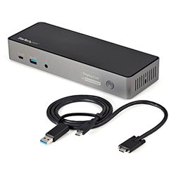 StarTech.com Docking Station USB-C USB-A 10Gbps, Replicador de Puertos USB Tipo C USBA para 3 Monitores DisplayPort y HDMI 4K 60Hz, PD 85W, Hub Ladrón 6xUSB, Red Gigabit, Audio, (DK31C3HDPDUE)