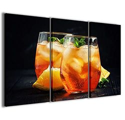 Stampe su Tela Cuadro Drink 024 - Lienzo moderno en 3 paneles ya enmarcados, listo para colgar, 90 x 60 cm