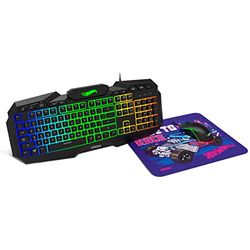 KROM Hot Wheels Edition KUSTOM-NX KUSTOMHW RGB Membrane Keyboard, 7200 DPI Optical Mouse, Soft Cloth Mouse Pad, English Layout, Black