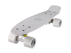 Ridge Skateboard 55 cm, mini cruiser, retrostil, i M-hjul, komplett, U, färdigmonterad, vit