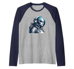 Impressionante Alien Woman Astronauta Space Odyssey Maglia con Maniche Raglan