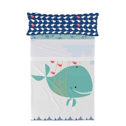 HappyFriday Moshi Moshi Whale lakanset flerfärgad säng 80/90 2 delar