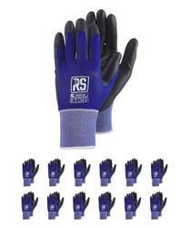RS STROMER ESD/Gants de montage, protection contre les surtensions, électrostatiques, taille 10, 12 paires, bleus et noirs, gants de travail, équipés de fibre de carbone