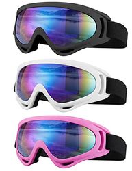 SixYard Skibril, motorbril, 3-pack snowboard, sneeuwbril voor mannen, vrouwen, volwassenen, jeugd (stijl 2)