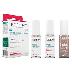 PODERM - LOT 3 PRODUITS | MYCOSE ONGLE TRAITEMENT PURIFIANT + BOOSTER - 2 Best Sellers pour soigner les ongles jaunes et abimés + Vernis Taupe Tea Tree camoufle les ongles abimés | Swiss Made