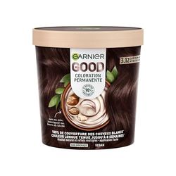 Garnier - Coloration Permanente - Sans Ammoniaque - 90% d'Ingrédients d'Origine Naturelle et Formule Vegan - Beurre de Karité - 100% Couverture Cheveux Blancs - Châtain Foncé Myrtille (3.12) - Good