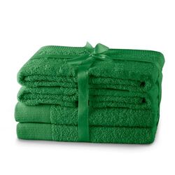 AmeliaHome Amari Lot de 4 Serviettes de Toilette 50 x 100 cm et 2 Serviettes de Bain 70 x 140 cm 100% Coton Absorbant Vert