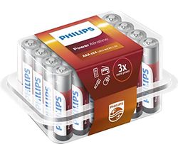 Philips Power Alkaline LR03P24P/10 Pilha doméstica Battery AAA alcalina pilhas (Bateria de uso único, AAA, alcalino, 1,5 V, 24 peças, CD (cádmio), HG (Mercúrio), PB (chumbo O))