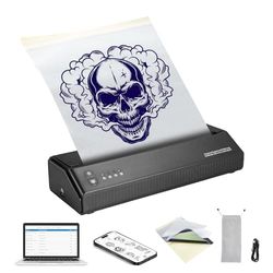 VEVOR Thermocopieur Tatouage sans Fil Bluetooth, Imprimante Tatouage avec 10 Papiers, Machine de Transfert de Tatouage, Compatible pour Téléphone iOS et Android, iPad et PC (avec Sac de Rangement)