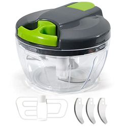 Tritatutto Manuale, Tritatutto Manuale, 3 Lame Aggiuntive e 1 Mixer, Tritatutto manuale a corda Taglia Cipolle da Cucina, Mescola e Sminuzza per Aglio, Carne, ketchup, Cipolla, Verdura, Frutta