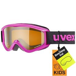 uvex Speedy Pro - Masque de Ski pour Enfants - à Contraste Accentué - Champ de Vision Élargi et Anti-Buée - Pink/lasergold - One Size